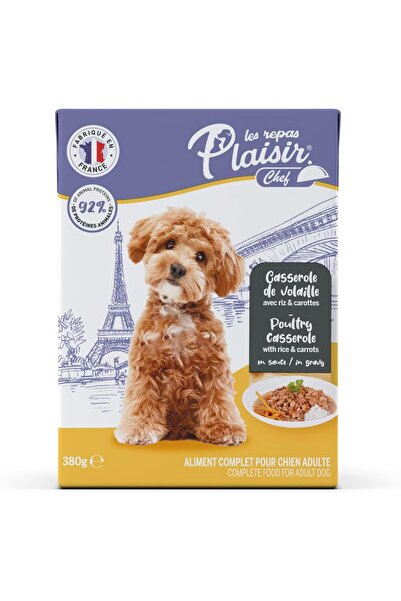 Plaisir Chef Wet Dog Food – Poultry Casserole with Rice & Carrots, 380g – Com...