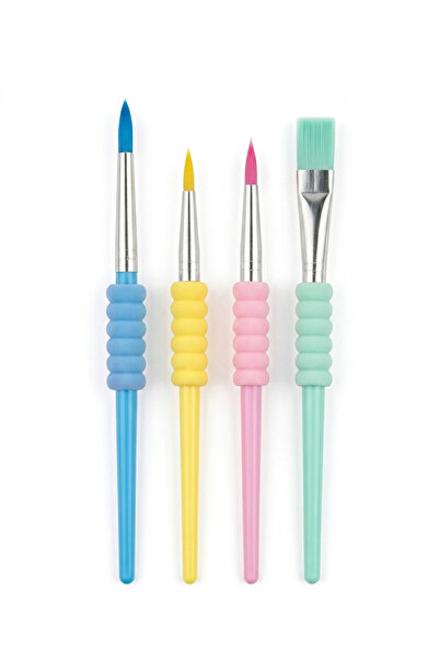 The Monarch Co Ergonomik Sünger Tutmalı Pastel Renkli Çocuk Boya Fırçası Seti...
