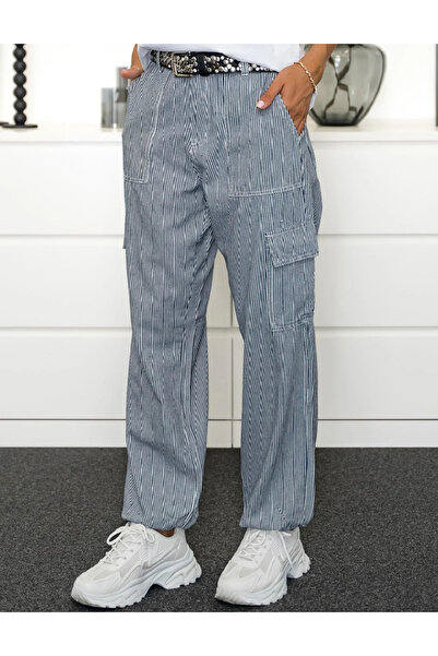 Evendi Pantaloni, Alb/Bleumarin