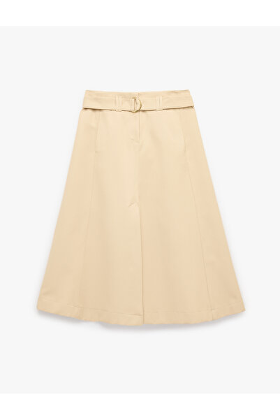 Koton Regular Waist Belt Detailed Midi Flared Skirt