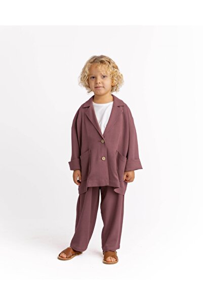 Cigit Linen Blazer Jacket 2-7 Years Old Plum
