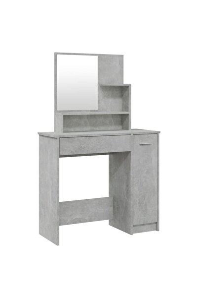 vidaxl Masă de toaletă cu oglindă, gri beton, 86,5x35x136 cm