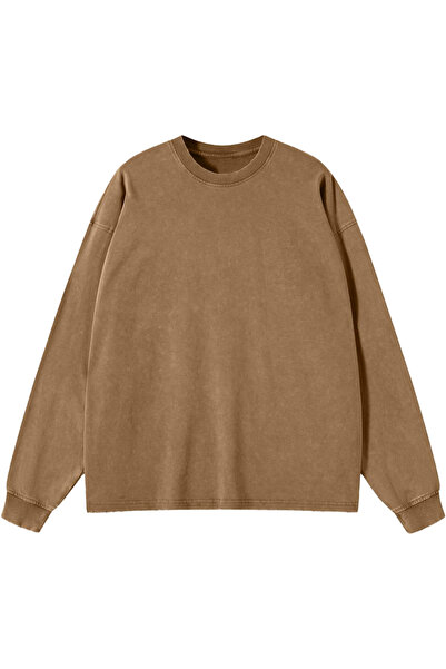 OEM Tricou Bărbătesc cu Mâneci Lungi Longsleeve Vintage Lejer Maro XL