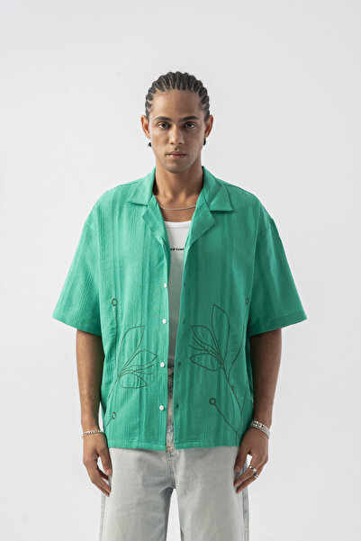 jaceyjace Çiçek Nakışlı Oversize Gömlek