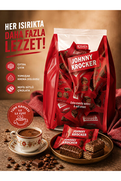 Roshen Jonny Krocker Çikolatalı Çıtır Atıştırmalık Gofret 350 Gr