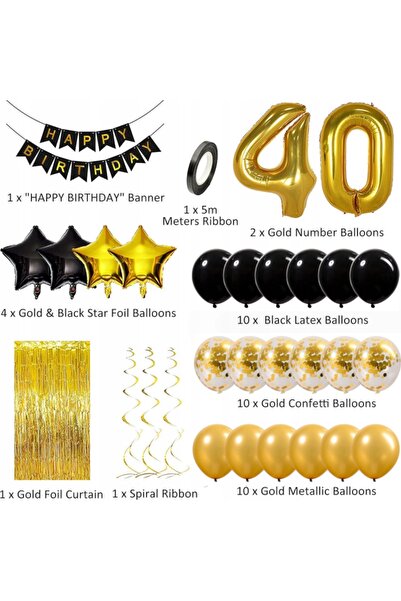 SNM Set Baloane, SNM, Decoratiuni Aniversare 40 Ani, Set 45 Piese Cu Perdea A...