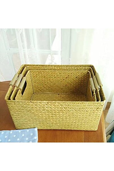 OEM Seaweed Decorative Storage Boxes 3pc Cosmetic Basket 37×27×18/34×25×17/31...