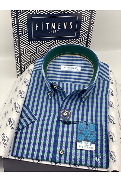 Fitmens Classic Short Sleeve Checkered Collar Buttoned Gift Boxed Men's Shirt...