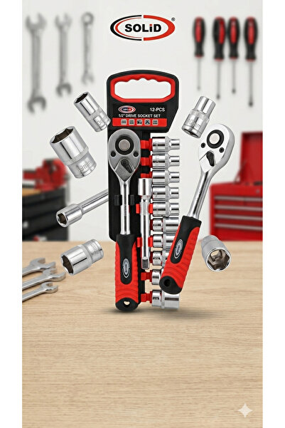 KARALAR YAPI SOLID 12 Parça Cırcırlı Lokma Takımı Seti 1/2" - Krom Vanadyum Ç...
