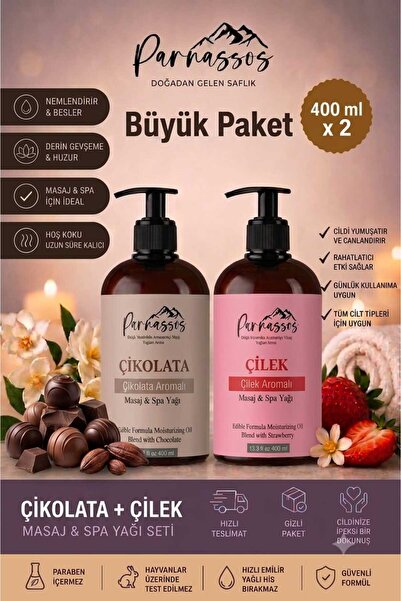 Parnassos Çilek & Çikolata Aromalı Masaj Yağı 400 ml – Tatlı Koku Deneyimi, İ...