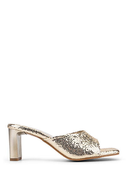Tamer Tanca Women's Faux Leather Gold Heeled Slippers