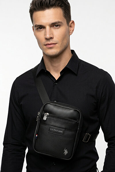 U.S. Polo Assn. Siyah Erkek Crossbody Omuz Çantası 2in1 Sırt Çantası Fermuarl...