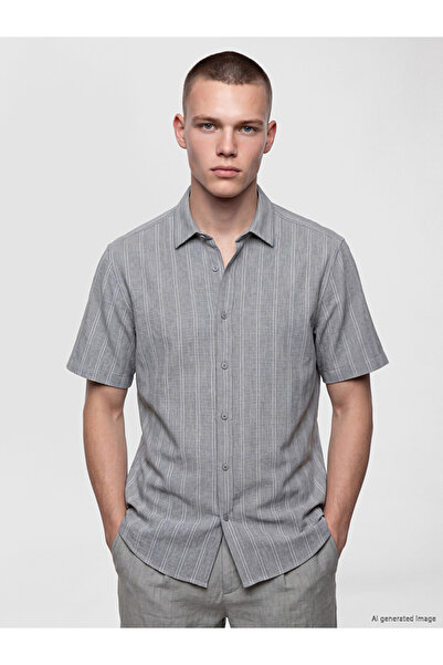 LC Waikiki I Standart Fit Striped Linen Look Men's Shirt from Freezen Store