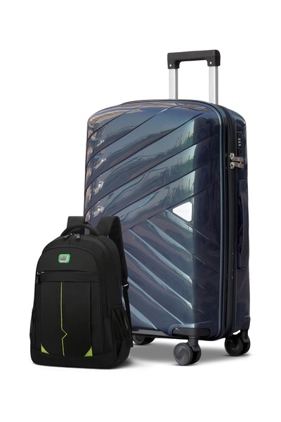 ZAAPPY Hard Shell Luggage With Travel Backpack Combo, 24 Inch, Lightweight Gl...