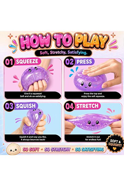 Mag Ayla Jucarie Antistres Squishy Surprise Glitter Dumpling Toy, Model Coltunas Senzorial cu Sclipici in Mini