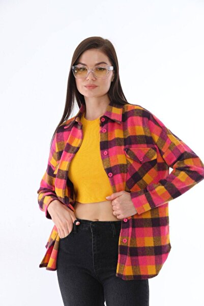 Polologin Butik Women's Oversize Color Block Lumberjack Shirt