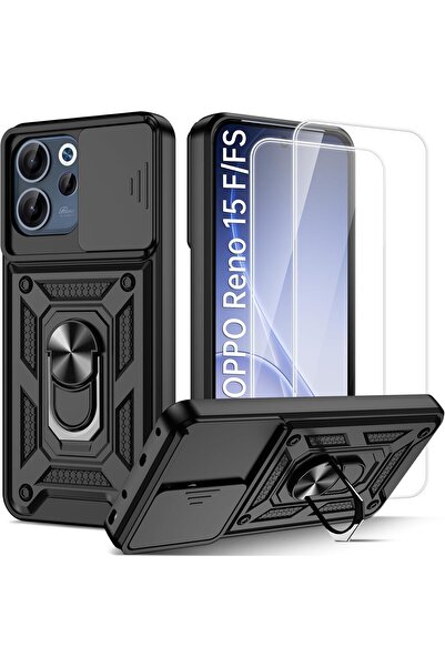 Rivor Oppo Reno 15 5G/15 F 5G/15 FS 5G Uyumlu Kılıf Kamera Sürgülü Standlı Yü...