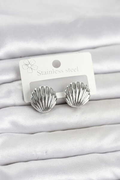 Generic Brand 316L Steel Silver Color Sea Shell Model Women's Earrings