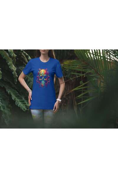 iLovePrints Colorful Abstract Skull Art Tshirt