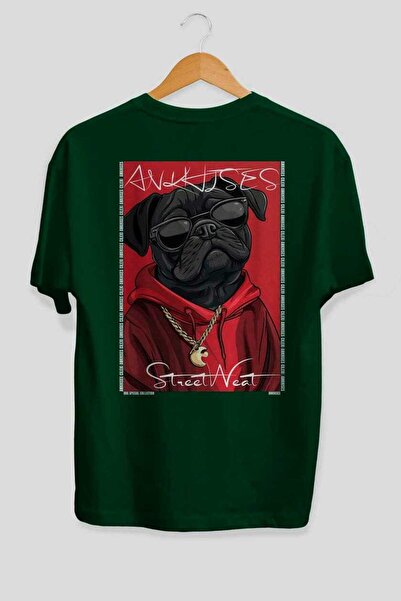 Ankhises Tricou verde supradimensionat cu imprimeu câinele "For Dog's Sake 11...