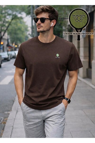 grand coco Men's brown lycra supreme fabric crew neck short sleeve t-shirt
