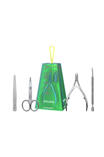 STALEKS Home Pro Manicure Set 4 Pieces, Cuticle Nipper, Cuticle Pusher, Nail ...