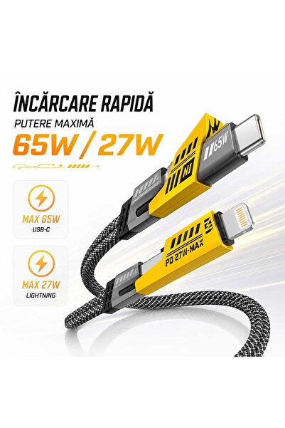 ANY SHOP MARKET Cablu 4 in 1 USB-A/USB-C la USB-C/Lightning, Încărcare Rapidă...