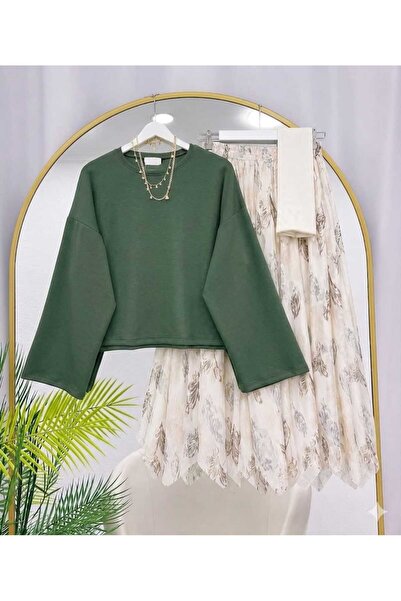 MODA MT طقم بلوزة نسائية بتفاصيل قص غير متماثل