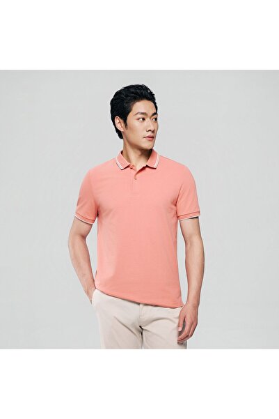 Giordano Men’s Slim Pique Solid Polo with Flat Knit Collar