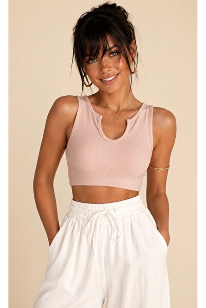 Be Best Women's Powder V-Neck Camisole Crop Blouse Be420