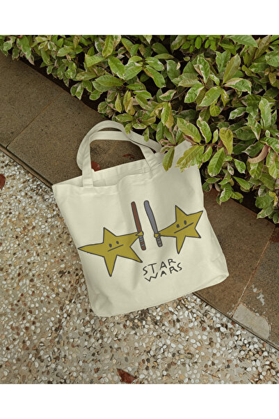 buzagi tasarım ürünleri Star Wars Zippered Lined Gusseted Canvas Bag 35 X 40 cm