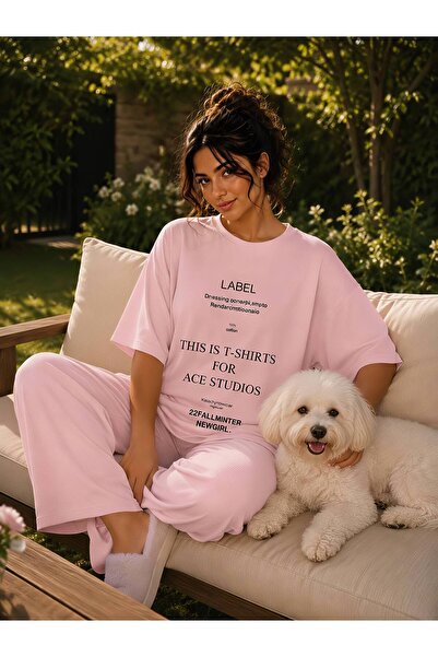 1way Comfortable and Stylish Home Pajamas, Striped T-Shirt and Wide-Leg Pants...