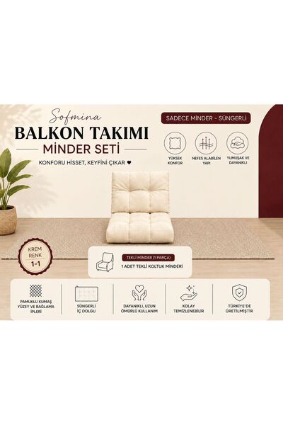 Sofmina Tekli Koltuk 1-1 Minderi Balkon Bahçe Teras Kafe Minderi