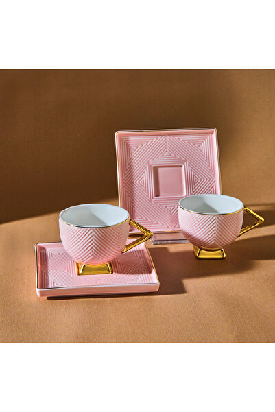 Karaca Art Deco 2 Kişilik Kahve Fincan Takımı 80 ml Pembe