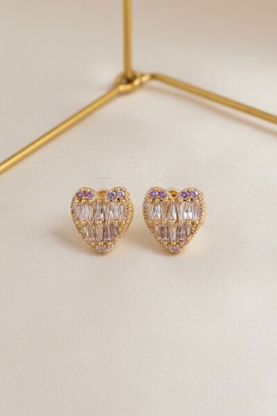 bacc Gold Jewelled Heart Earrings