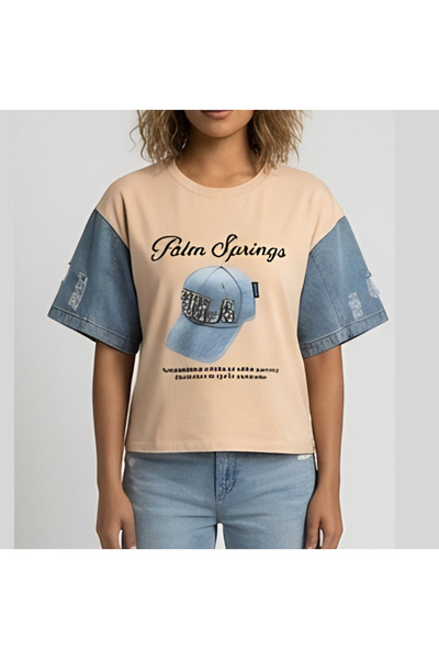 Roma Trendy "Palm Springs" T-Shirt – a Touch of Denim and Stylish Details for...