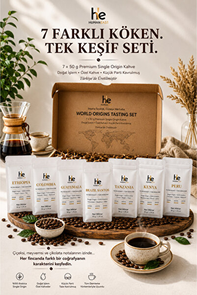 Humaneast 7'li Single Origin Filtre Kahve Tadım Seti %100 Arabica 7 × 50 g