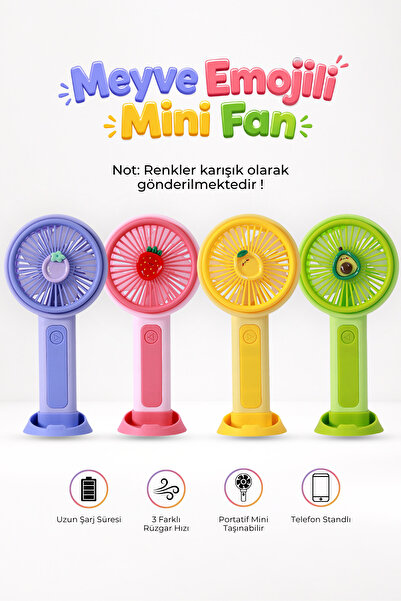 SEYUTECH Mini Taşınabilir Meyve Temalı El Fanı 3 Kademeli Şarjlı Sessiz Vanti...