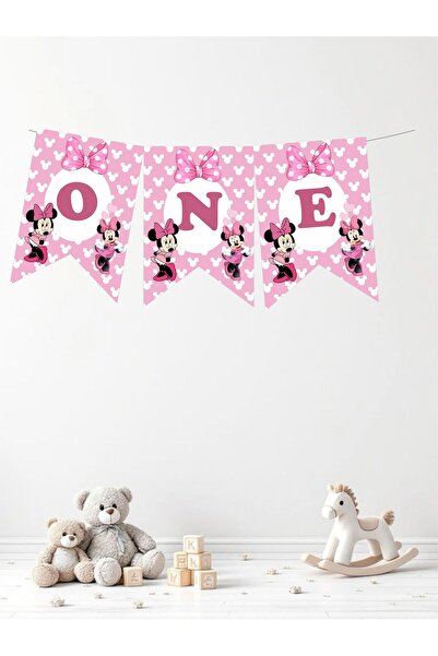 Sinek Kupası Tasarım Minnie Mouse Themed One Written Birthday Party Sign Banner