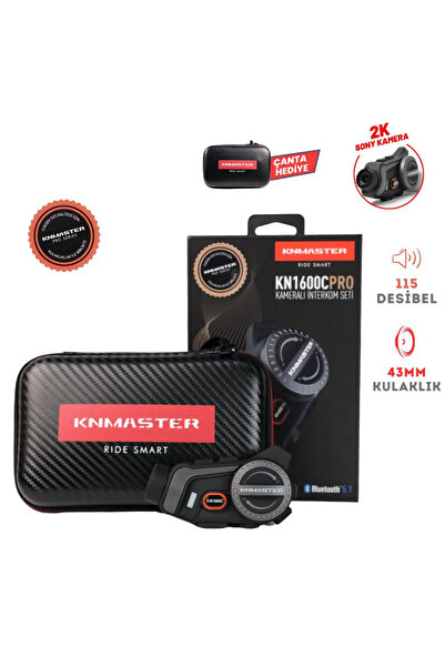 Knmaster KN1600C PRO Kameralı Motosiklet Kask Bluetooth İntercom Kulaklık Seti