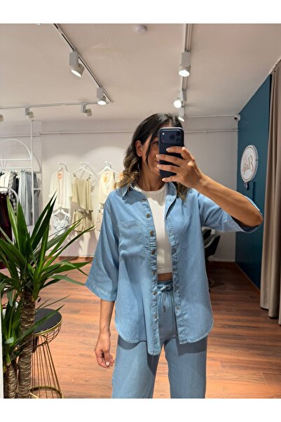 MODA Sky Denim Shirt Pants Set