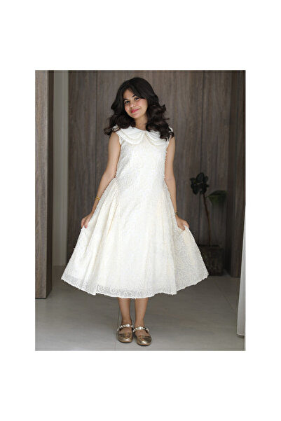 HAWRAA ABAYA Girls' Dress Embroidered with Three-Dimensional Roses, Two-Layer...