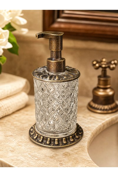 Kozak Serra Premium Glass Metal Base Liquid Soap Dispenser