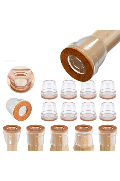OEM Protectii picioare scaun Ø16-20mm cu pasla, set 8 buc, capace transparent...