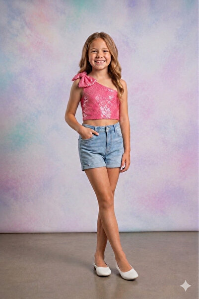 babysmile Pembe payetli crop büstiyer badi