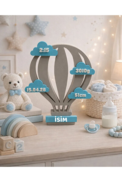 PAİPLAYSHOP Kişiye Özel İsimli ve Doğum Bilgileri Yazılı Uçan Balon Şeklinde ...