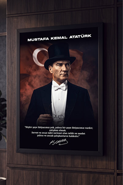Kamenca Mustafa Kemal Atatürk Tablo - Türk Bayrağı Tasarımlı Atatürk Sözü Duv...