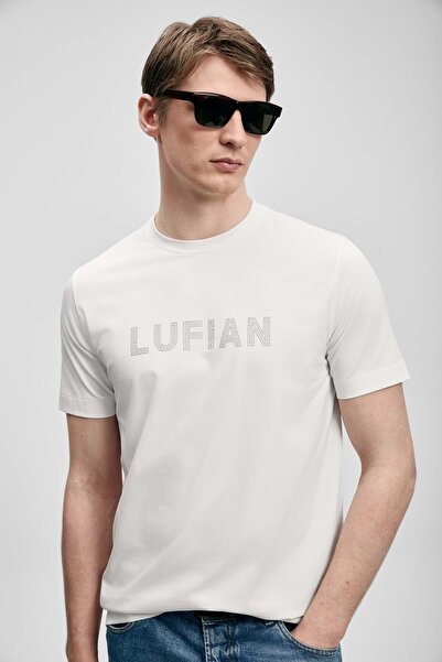 Lufian 111020280 تي شيرت أوسكار مودرن جرافيك تي شيرت رجالي أبيض