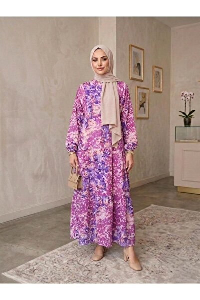 ECEYLÜL MODA Women's Ethnic Patterned Modal Cotton Loose Fit Hijab Dress - Su...