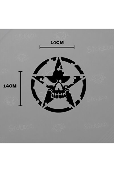 STCKRCO Motor-Araba-Kask İçin Askeri Yıldızlı Kuru Kafa Sticker Etiket 1 adet